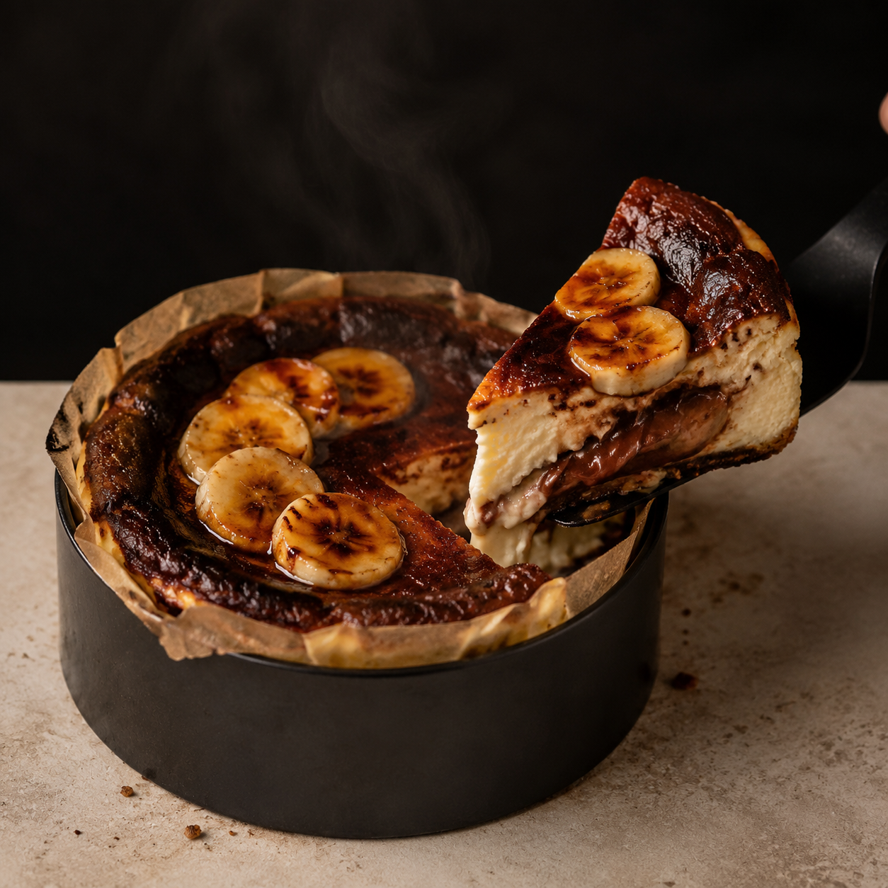 Nutella Banana Burnt Cheesecake
