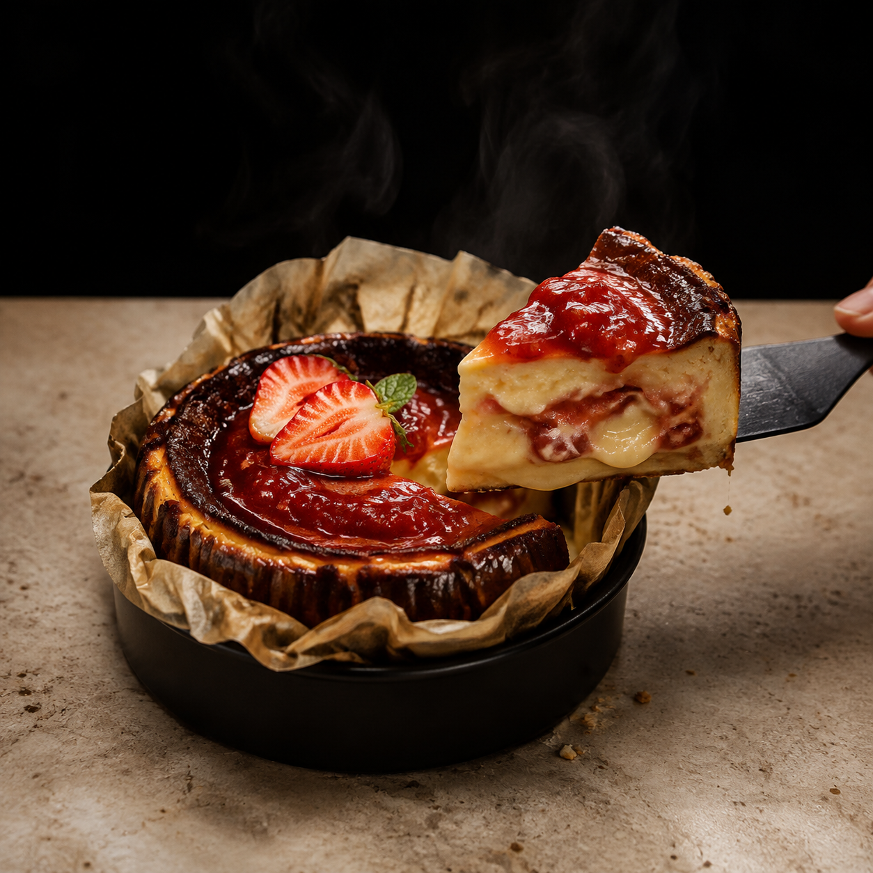 Strawberry Burnt Cheesecake